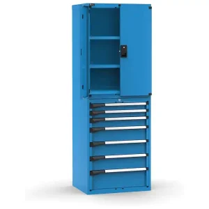 Armadio ante battenti Fami Master 7 cassetti estrazione totale e 3 piani blu, 714x573x2000mm Compra Online