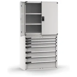 Armadio ante battenti Fami Master 7 cassetti estrazione totale e 3 piani grigio, 1020x573x2000mm Ordina Subito