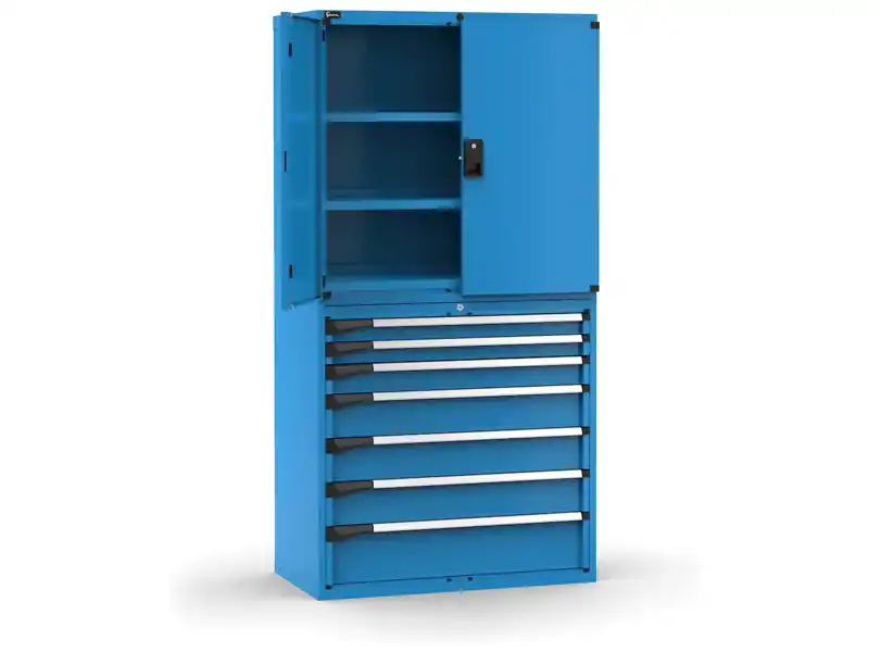 Compra Adesso Armadio ante battenti Fami Master 7 cassetti regolabili e 3 ripiani blu, 1020x573x2000mm