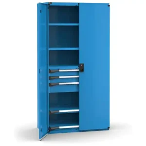 Armadio ante battenti Fami Master 3 cassetti regolabili e 4 ripiani blu, 1020x573x2000mm Ultime Pezzi