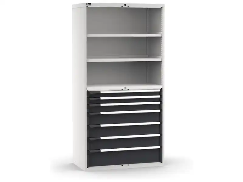 Armadio Fami Master 7 cassetti estrazione totale e 2 ripiani bicolore, 1020x573x2000mm Pagamento Sicuro
