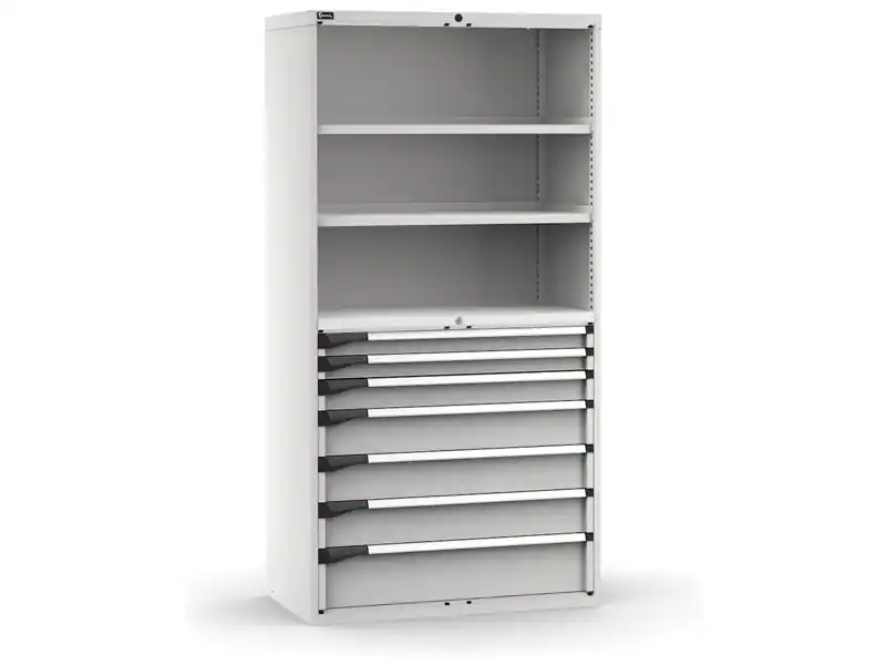 Non Perdere Armadio Fami Master 7 cassetti estrazione totale e 2 ripiani grigio, 1020x573x2000mm