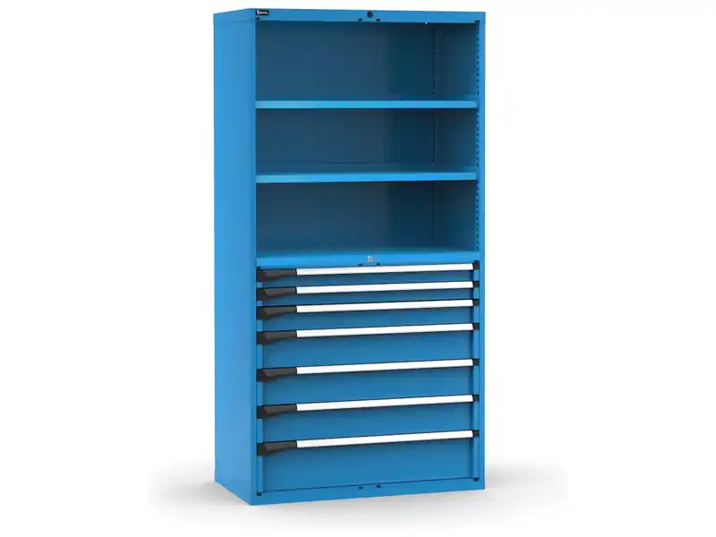 Affare Armadio Fami Master 7 cassetti estrazione regolabile e 2 ripiani blu, 1020x573x2000mm