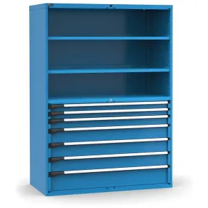 Armadio Fami Master 7 cassetti estrazione totale e 2 ripiani blu, 1428x726x2000mm Promozione