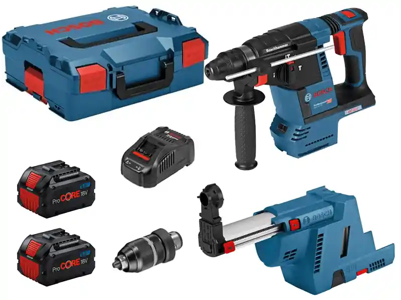 Bosch martello perforatore GBH 18V-26 F con aspiratore GDE 18V-16, 2 batterie 5.5Ah e valigetta Nuovo Arrivo