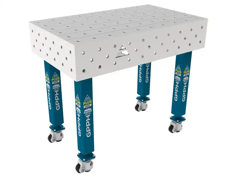 Banco per saldatura con ruote SteelPlus INOX GPPH 1x0,6mt spessore 12mm, fori 16mm Offerta