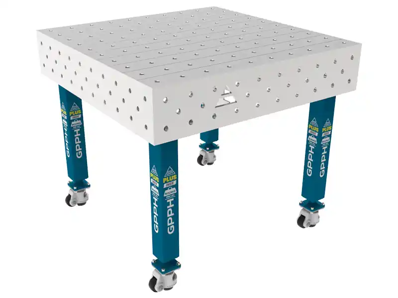 Subito Disponibile Banco per saldatura con ruote SteelPlus INOX GPPH 1x1mt spessore 12mm, fori 16mm
