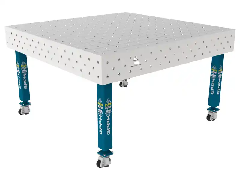 Nuovo Arrivo Banco per saldatura con ruote SteelPlus INOX GPPH 1,5x1,48mt spessore 12mm, fori 16mm