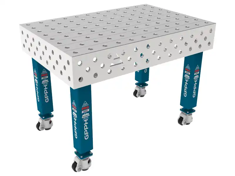 Ultimissimo Modello Banco per saldatura con ruote SteelMax INOX GPPH 1,2x0,8mt spessore 15mm, fori 28mm
