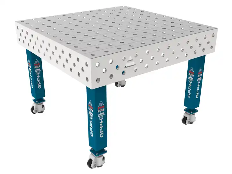 Banco per saldatura con ruote SteelMax INOX GPPH 1,2x1,2mt spessore 15mm, fori 28mm Promo Stagionale