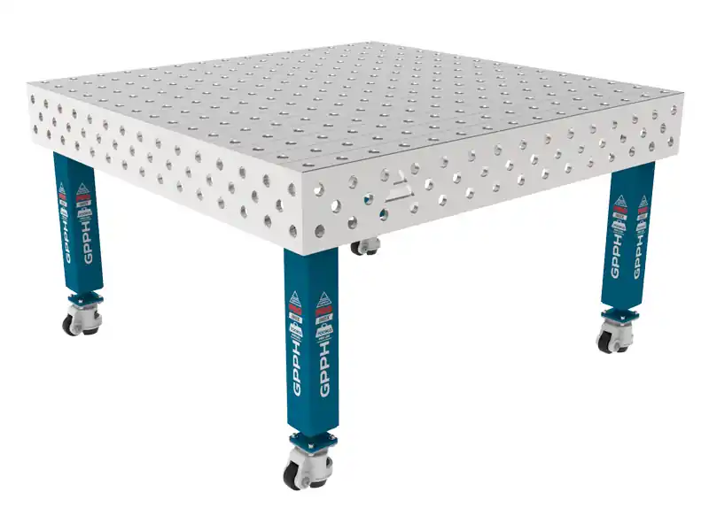 Banco per saldatura con ruote SteelMax INOX GPPH 1,5x1,48mt spessore 15mm, fori 28mm Prezzo Di Fabbrica