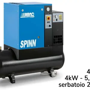 Compressore elettropneumatico ABAC Spinn E 4 400V avviamento diretto ed essiccatore, serbatoio 200lt Solo Oggi