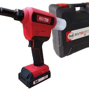 Spedizione Espresso Rivettatrice a batteria Rivit RIV 720 per rivetti da 2,4 a 6,4mm con valigetta e 2 batterie