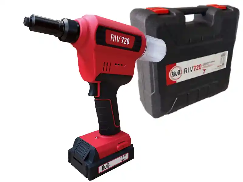 Spedizione Espresso Rivettatrice a batteria Rivit RIV 720 per rivetti da 2,4 a 6,4mm con valigetta e 2 batterie