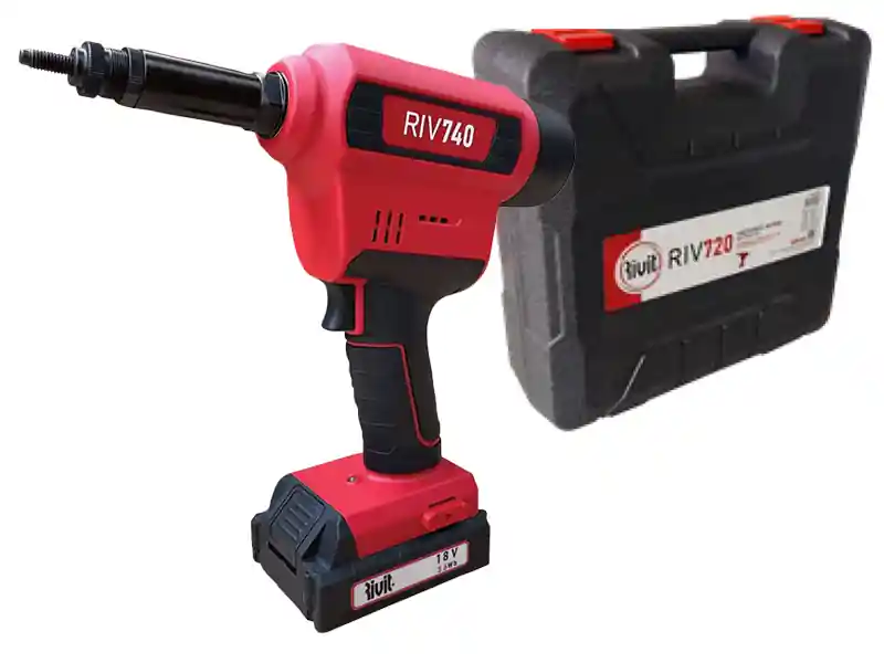 Miglior Prezzo Rivettatrice a batteria Rivit RIV 740 per inserti filettati da M3 a M12 con valigetta e 2 batterie