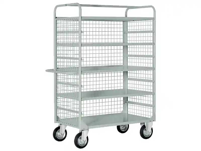Carrello di servizio Tecnotelai 1320x670x1770mm a 4 ripiani estraibili con rete, portata 450Kg Direttamente Dal Produttore