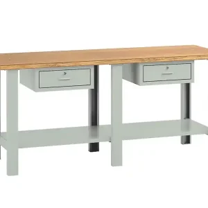 Banco da lavoro Tecnotelai Classic 2000x750x900mm con piano in legno e 2 cassetti Sconto