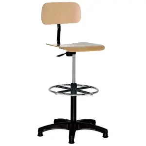 Sgabello in legno di faggio Tecnotelai con poggiapiedi e altezza regolabile 530/790mm Quantità Limitata