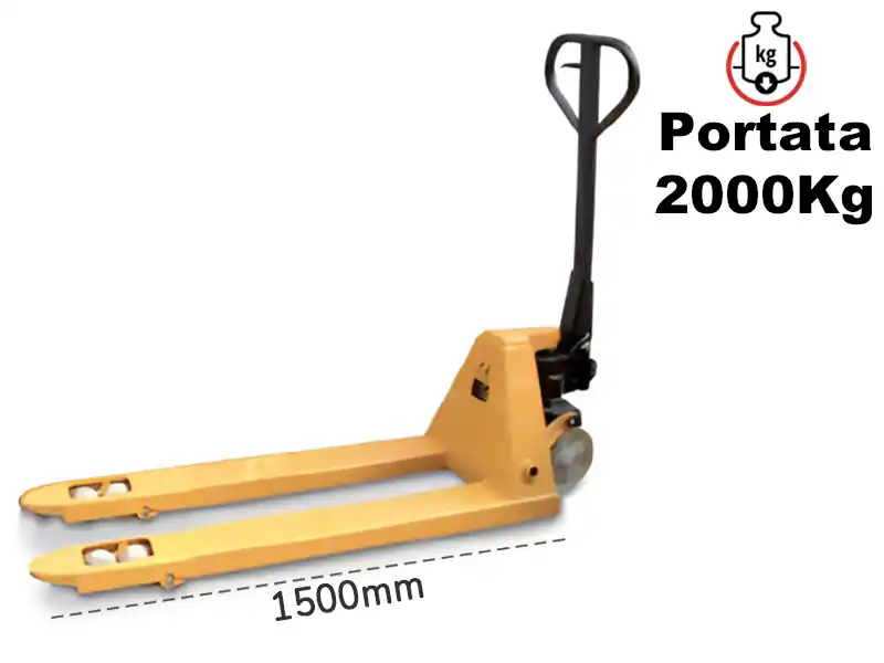 Solo Oggi Transpallet manuale Barbero BP15/L 540x1500mm con ruote in nylon, portata 2 ton