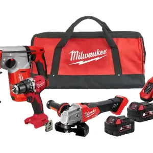 Ultime Pezzi Kit 18V Milwaukee Trapano avvitatore BLPDRC + Tassellatore BLH + Smerigliatrice FSAG125X