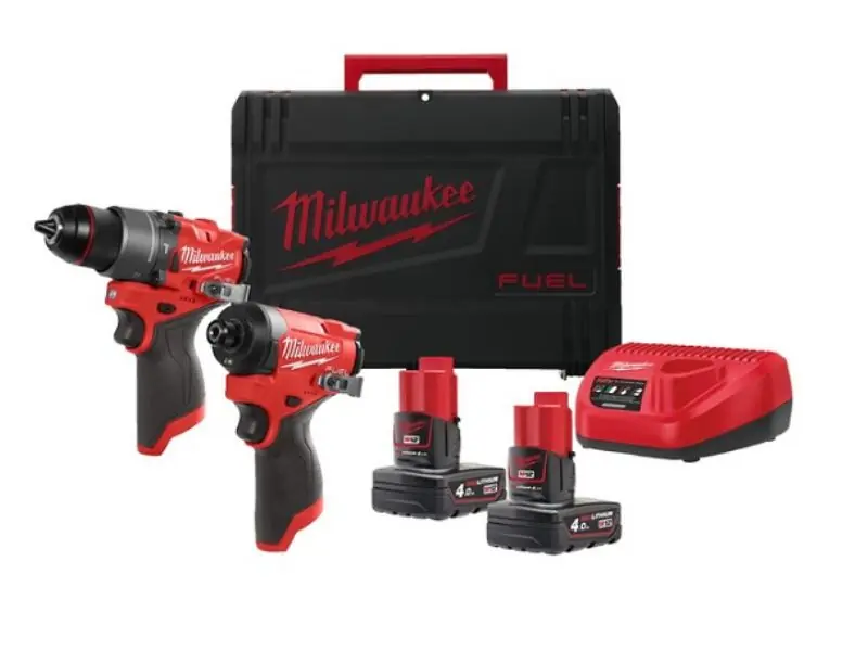 Offerta Lampo Kit Milwaukee 12V Trapano FPD2 + Avvitatore impulsi FID2 con 2 batterie 4ah e caricabatterie