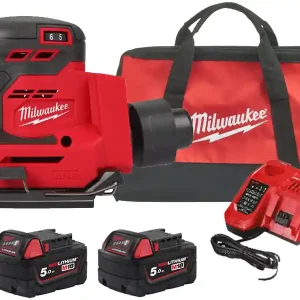 Levigatrice quadrata a batteria Milwaukee M18 BQSS 113x104mm in Kit Popolare