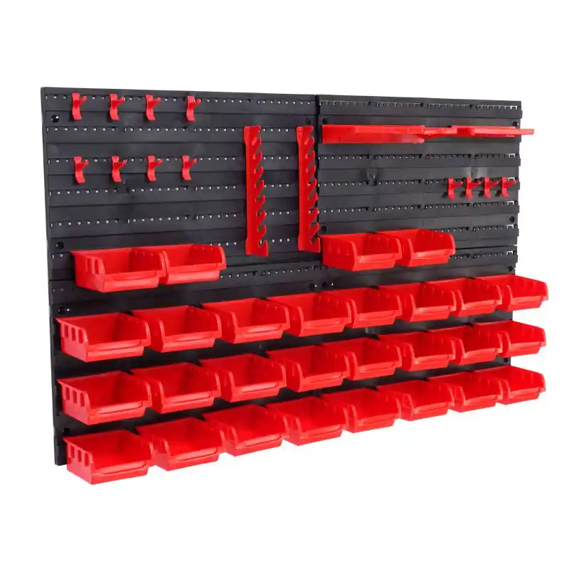 Nuovo Arrivo Set di 4x pannelli forati – 47 x 27 cm, per attrezzi con contenitori e ganci.