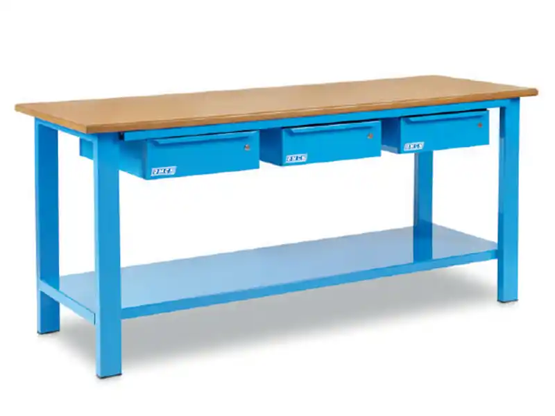 Promozione Esclusiva Banco da lavoro OMCN 1004/PL 2000x700x880mm con piano in legno e 3 cassetti