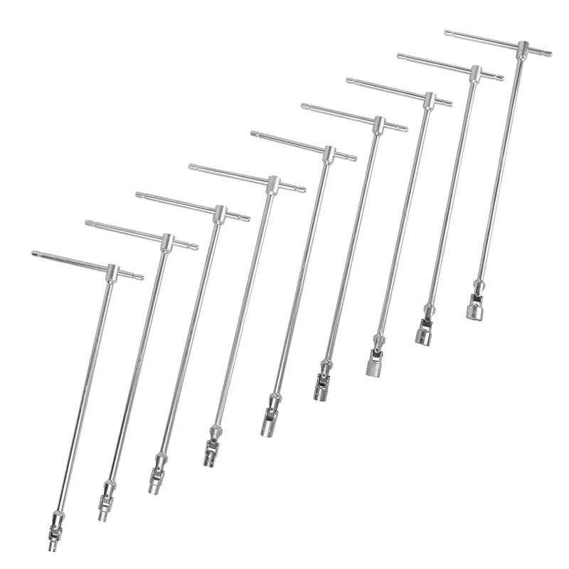 Chiave a bussola con impugnatura a T con testa flessibile da 7 a 19 mm - 9 pezzi JBM Bestseller