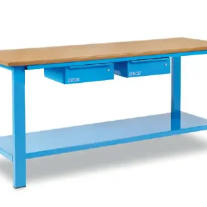 Banco da lavoro OMCN 1003/PL 2000x700x880mm con piano in legno e 2 cassetti Solo Oggi