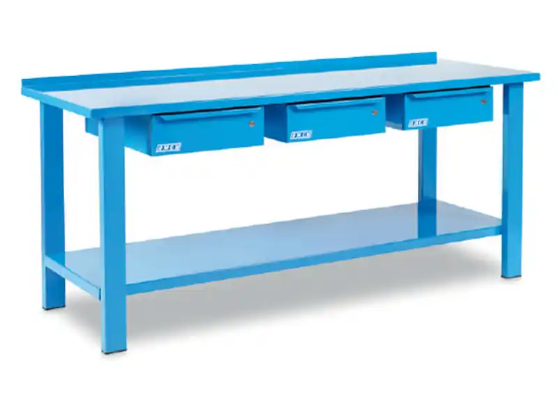 Banco da lavoro OMCN 2000x700x850mm con piano in acciaio e 3 cassetti Affare