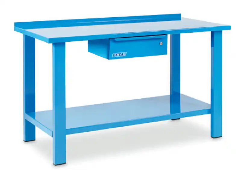 Banco da lavoro OMCN 1500x700x850mm con piano in acciaio ed un cassetto Professionale