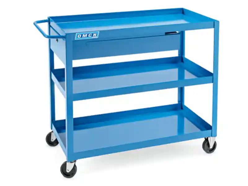 Nuova Collezione Carrello porta attrezzi OMCN 109/C 800x420x750mm a 3 vasche con cassetto, portata 150Kg