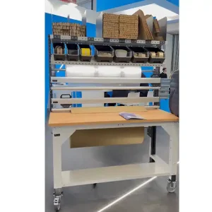 Ultime Pezzi Fami banco da imballo completo di 2 taglierine su ruote 1500mm piano legno