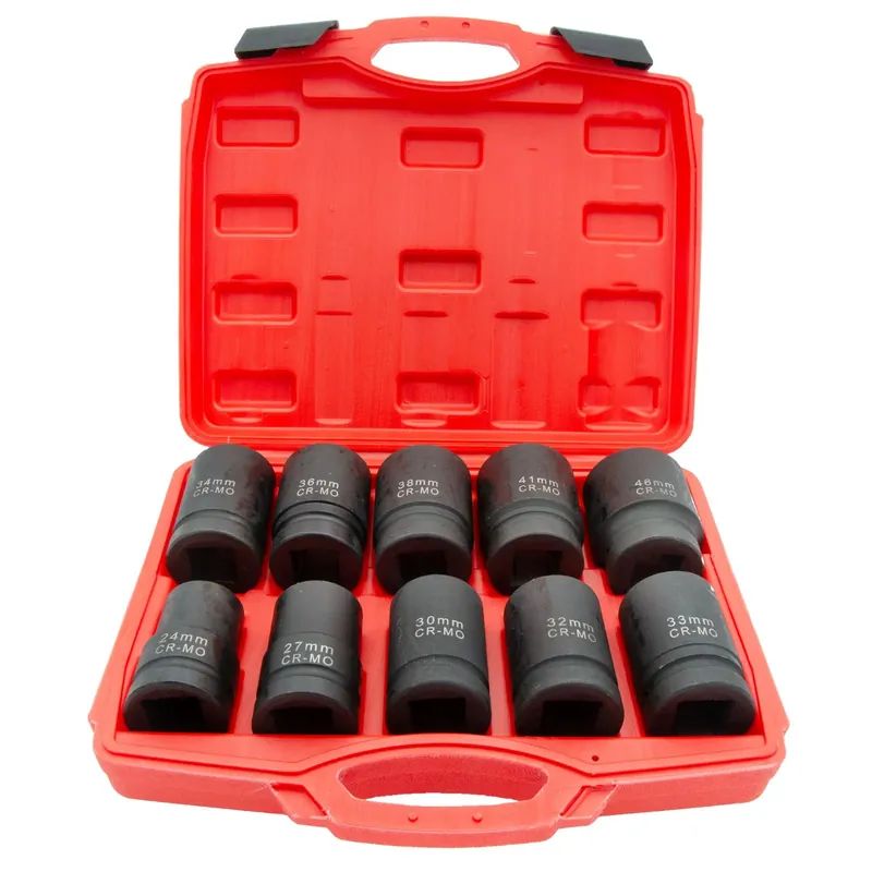 Set di bussole a impatto da 24 a 46 mm 1" esagonale CrMo 10 pezzi Offerta Limitata