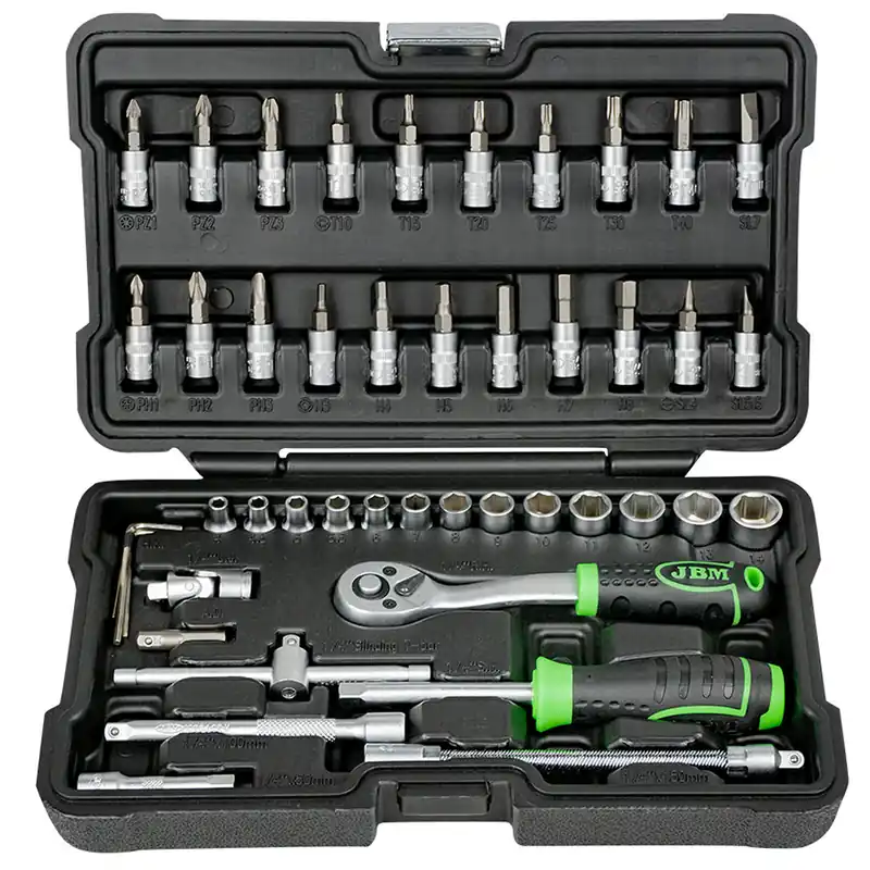 Set di chiavi a bussola e attrezzi - 1/4" esagonale - 46 pezzi JBM Professionale