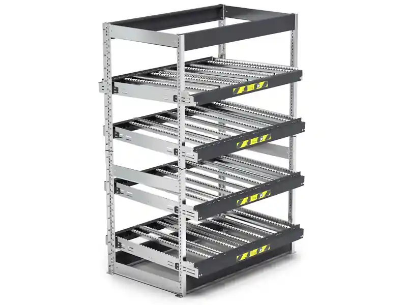 Affare Scaffale dinamico a rulli Fami Kanban FIFO ST1401 1400x1009x2009mm a 4 telai inclinati