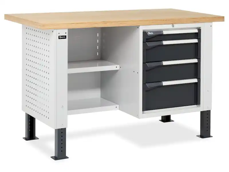 Ultime Pezzi Banco da lavoro regolabile Fami Master BR 150cm piano in legno 4 cassetti e pannelli laterali
