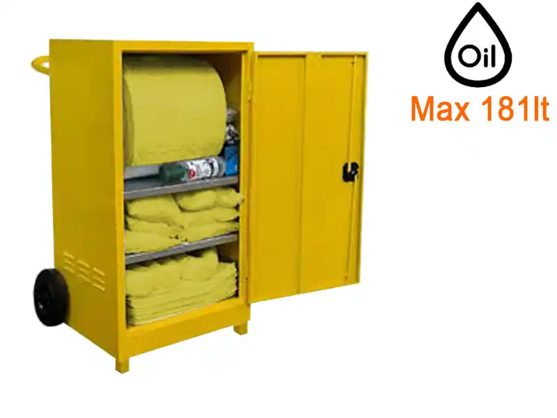 Armadio carrellato Carvel 580x460x1000mm con materiale assorbente prodotti chimici, 181lt Professionale