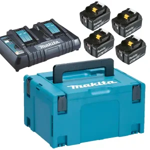 Energy Kit Makita LXT con 4 batterie 18V 5.0Ah, caricabatterie doppio in valigetta Di Tendenza