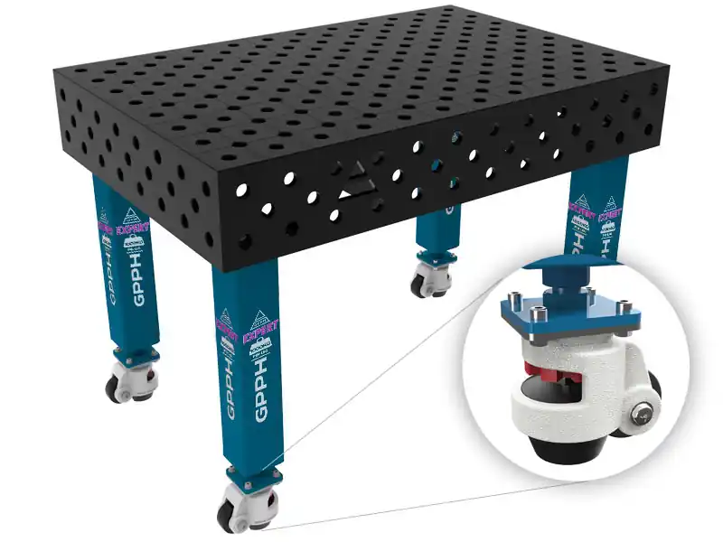 Scelto Dai Clienti Banco per saldatura con ruote SteelExpert GPPH 1,2x0,8mt spessore 25mm, fori 28mm griglia diagonale