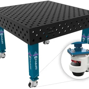A Buon Prezzo Banco per saldatura con ruote SteelExpert GPPH 1,2x1,2mt spessore 25mm, fori 28mm griglia diagonale