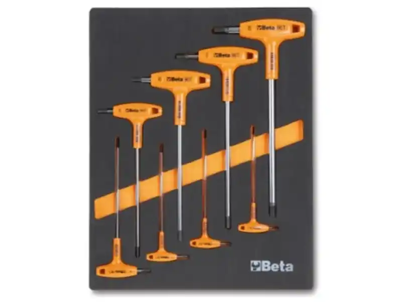 Assortimento 8 chiavi maschio esagonale con impugnatura Beta M50 in termoformato morbido EVA Popolare