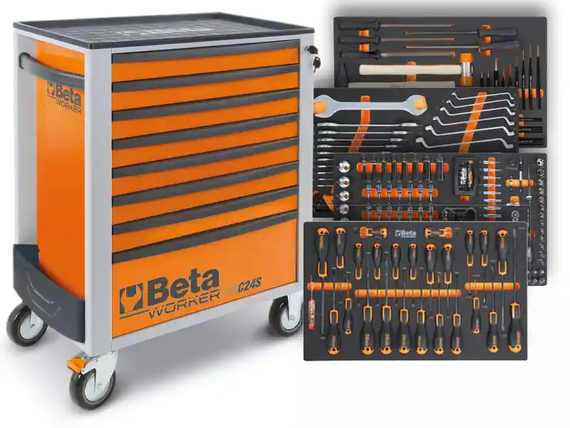 Bestseller Cassettiera mobile Beta Worker BW 2400S 8/E-L con 8 cassetti e 398 utensili inclusi + Cuffie