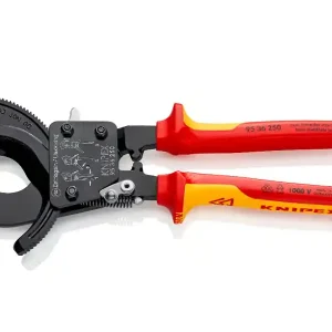 Consegna Rapida Knipex cesoia cremagliera a cricchetto con impugnatura isolata per taglio cavi, 250 mm