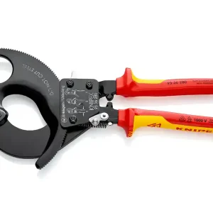 Nuova Collezione Knipex cesoia cremagliera a cricchetto con impugnatura isolata per taglio cavi, 280 mm