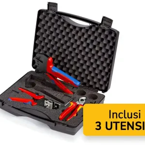 Promozione Esclusiva Knipex set 3 utensili per il fotovoltaico con crimpatrice, cesoia e spelacavi 4-10mm² in valigetta