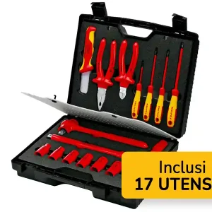 Novità Knipex set 17 utensili di sicurezza per lavori sugli impianti elettrici in valigetta