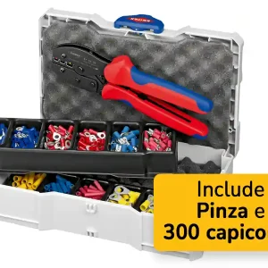 Knipex cassetta con pinza crimpatrice PreciForce ed assortimento 300 capicorda Offerta Lampo