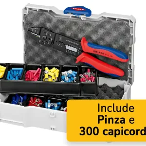 Offerta Limitata Knipex cassetta con pinza crimpatrice multifunzione ed assortimento 300 capicorda